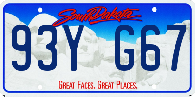 SD license plate 93YG67