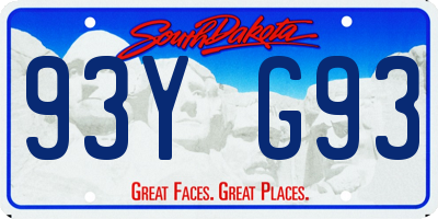 SD license plate 93YG93