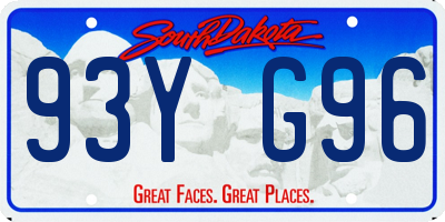 SD license plate 93YG96