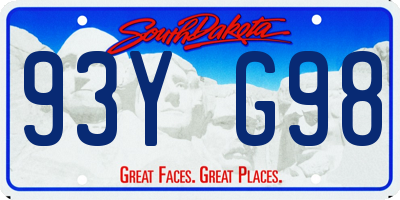 SD license plate 93YG98