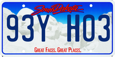 SD license plate 93YH03