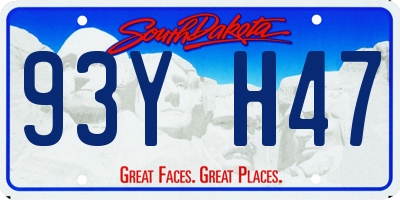SD license plate 93YH47