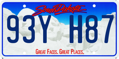 SD license plate 93YH87