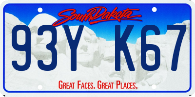 SD license plate 93YK67