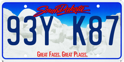 SD license plate 93YK87