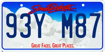 SD license plate 93YM87