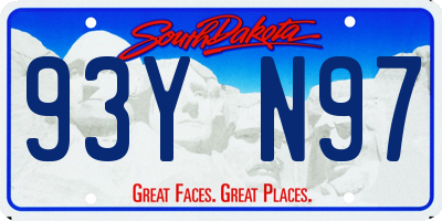 SD license plate 93YN97