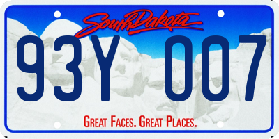 SD license plate 93YO07