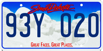 SD license plate 93YO20