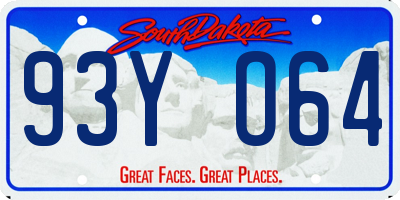 SD license plate 93YO64