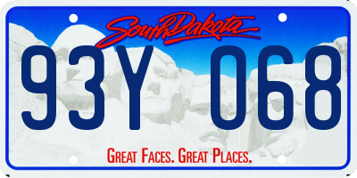 SD license plate 93YO68