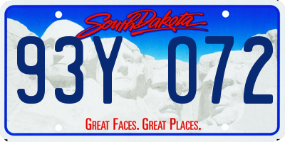 SD license plate 93YO72
