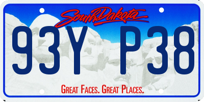 SD license plate 93YP38