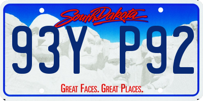 SD license plate 93YP92