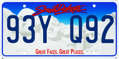 SD license plate 93YQ92