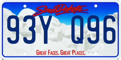 SD license plate 93YQ96