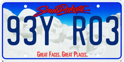 SD license plate 93YR03