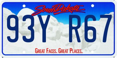 SD license plate 93YR67