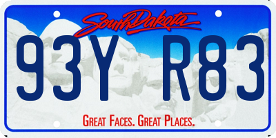SD license plate 93YR83