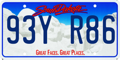 SD license plate 93YR86