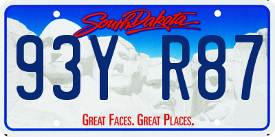 SD license plate 93YR87