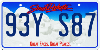 SD license plate 93YS87
