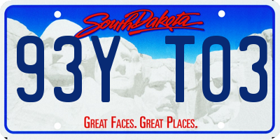 SD license plate 93YT03