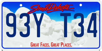 SD license plate 93YT34