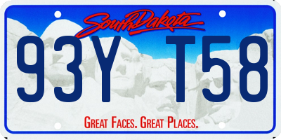 SD license plate 93YT58