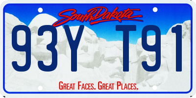 SD license plate 93YT91