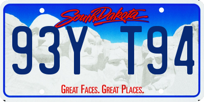 SD license plate 93YT94