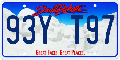 SD license plate 93YT97