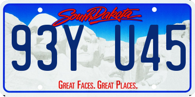 SD license plate 93YU45