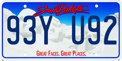 SD license plate 93YU92