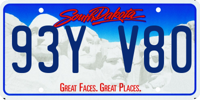 SD license plate 93YV80