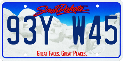 SD license plate 93YW45