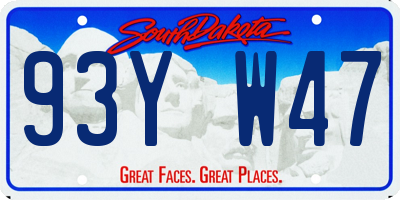 SD license plate 93YW47