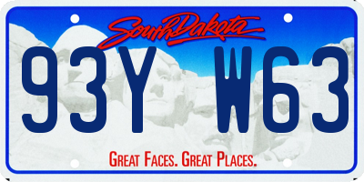 SD license plate 93YW63