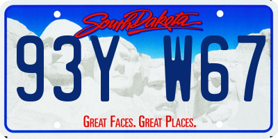 SD license plate 93YW67