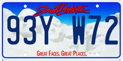 SD license plate 93YW72
