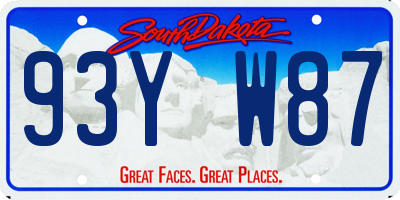SD license plate 93YW87