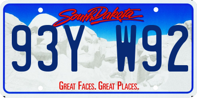 SD license plate 93YW92