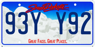 SD license plate 93YY92