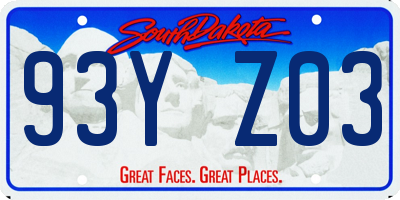 SD license plate 93YZ03