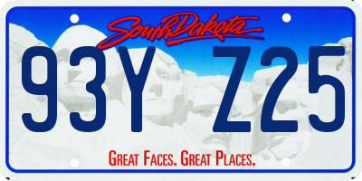 SD license plate 93YZ25