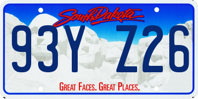 SD license plate 93YZ26