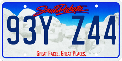 SD license plate 93YZ44