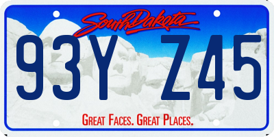 SD license plate 93YZ45