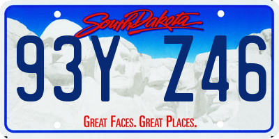 SD license plate 93YZ46