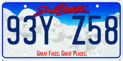 SD license plate 93YZ58